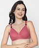 Mine4Nine Knit Solid Maternity Non Padded Bra With Nursing Access - Maroon