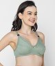Mine4Nine Knit Solid Maternity Non Padded Bra With Nursing Access - Olive Green
