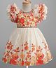 Enfance Ruffle Sleeves Floral Printed & Sequins Embellished Dress - Cream