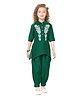 Joy-n-Jolly Woven Three Fourth Sleeves Floral Embroidered Kurti & Harem Pant Set - Green