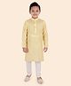 ETHNIKS NEURON Pure Cotton Silk Woven Full Sleeves Striped Kurta Pyjama Set - Yellow