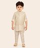 ETHNIKS NEURON Cotton Silk Woven Full Sleeves Solid Kurta Pyjama With Threadwork Embroidered & Sequins Embellished Jacket Set - Cream