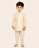 ETHNIKS NEURON Cotton Silk Woven Full Sleeves Threadwork Embroidered Sequins Embellished Kurta Pyjama Set - Cream