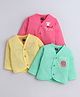 Polka Tots Cotton Woven Pack Of 3 Full Sleeves Octopus & Rainow Printed Jhablas - Red Green & Yellow