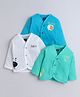 Polka Tots Cotton Woven Pack Of 3 Full Sleeves Typography & Sheep Printed Jhablas - Sky Blue Aqua Green & White