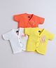 Polka Tots Cotton Woven Pack Of 3 Half Sleeves Typography & Donut Printed Jhablas - Orange White & Yellow