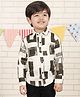 Polka Tots Cotton Woven Full Sleeves Abstract Printed Shirt - Cream