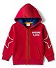 Babyhug Fleece Knit Full Sleeves Front Open Hooded SweatJacket with Tiger Graphic - Red