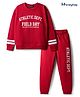Honeyhap Premium  100% Cotton Terry Knit Winter Wear Suit Set with Bio Finish Atheletic Print - Savvy Red