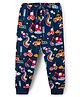 Babyhug Cotton Knit Full Length Lounge Pant With Vehicle Print - Navy Blue