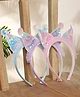 Stol'n Set Of 3 Animal Ear  Applique Detailed & Star Glitter Designed Hair Bands - Pink Purple & Sky Blue