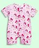 Be Awara Cotton Knit Half Sleeves Unicorns Printed Romper - Pink