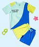 Be Awara Cotton Knit Half Sleeves Good Times Forever Text Printed Cut & Sew Tee & Shorts Set - Green