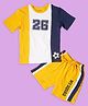 Be Awara Cotton Knit Half Sleeves 26 Number Printed Cut & Sew Tee & Shorts Set - Yellow
