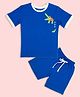 Be Awara Cotton Knit Half Sleeves Crocodile Printed Tee & Shorts Set - Blue