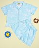 Be Awara Cotton Woven Half Sleeves Leaves Printed Coordinating Shirt & Shorts Set - Blue