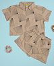 Be Awara Cotton Woven Half Sleeves Oysters Printed Coordinating Shirt & Shorts Set - Beige