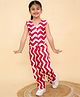 Titrit Cotton Woven Sleeveless Chevron Printed Top & Coordinating Pant Set - Red