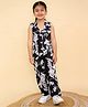 Titrit Cotton Woven Sleeveless Floral Printed Shirt Style Top & Coordinating Pant Set - Black