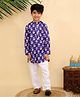 Titrit Cotton Woven Full Sleeves Floral Motifs Printed Gota Lace Embellished Kurta Pyjama Set - Blue