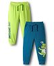 Babyhug Cotton Knit Full Length Dino & Text Printed Lounge Pants Pack Of 2  - Teal Blue & Lime Green