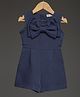 KIDSDEW Looper Knit Sleeveless Bow Applique Detailed Jumpsuit - Navy Blue