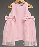KIDSDEW Chiffon Woven Sleeveless Bow Applique Detailed Dress - Pink