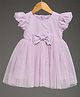KIDSDEW Net Woven Frill Sleeves Bow Applique Detailed Dress - Purple