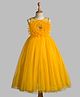 Toy Balloon Kids Net Woven Sleeveless Floral Applique Detailed & Beaded Gown - Yellow