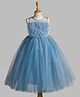 Toy Balloon Kids Net Woven Sleeveless Floral Applique Detailed & Beaded Gown - Grey