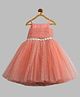 Toy Balloon Kids Net Woven Sleeveless Foil Printed & Floral Lace Embellished Dress - Dusty Rose