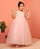 Toy Balloon Kids Net Woven Sleeveless Floral Applique Detailed Gown - Pink