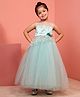 Toy Balloon Kids Net Woven Sleeveless Floral Embroidered Glitter Printed Gown - Light Blue