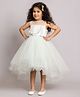 Toy Balloon Kids Net Woven Sleeveless Foil Printed & Sequins Lace Embellished High Low Dress - Sea Green