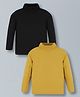 Plum Tree 100% Cotton Knit Pack Of 2 Full Sleeves Solid Tees - Black & Mustard