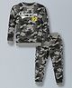 Plum Tree 100% Cotton Knit Full Sleeves Camoflague Printed Tee With Coordinating Joggers Set - Camoflague