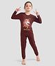 Plum Tree 100% Cotton Knit Full Sleeves Unicorn Printed Tee With  Set - Burgundy