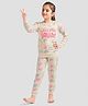 Plum Tree 100% Cotton Knit Full Sleeves Unicorn Printed Tee With Coordinating Joggers Set - Off White