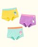 SuperBottoms Bamboo Knit Pack Of 3 Baby Bunny Designed Boy Shorts With Funky Tattoo - Pink Yellow & Green