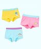 SuperBottoms Bamboo Knit Pack Of 3 Baby Bunny Designed Boy Shorts With Funky Tattoo - Pink Yellow & Blue