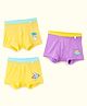 SuperBottoms Bamboo Knit Pack Of 3 Baby Bunny Designed Boxers With Funky Tattoo - Yellow & Purple