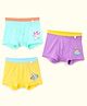 SuperBottoms Bamboo Knit Pack Of 3 Baby Bunny Designed Boxers With Funky Tattoo - Green Purple & Yellow