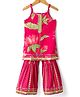 Saka Designs Cotton Woven Sleeveless Kurti & Gharara Set with Floral Print - Red