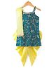 Saka Designs Satin Woven Sleeveless Kurti Dhoti & Dupatta Set with Floral Sequin Embroidery - Blue & Yellow