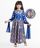 EARTHY TOUCH Single Jersey Knit Full Sleeves Choli Lehenga Set with Dupatta & Floral Print - Blue