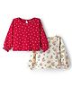 Honeyhap Premium 100% Cotton Knit Bio Finish Full Sleeves Tops with Polka Dots & Floral Print Pack of 2 - Gardenia & High Risk Red