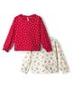 Honeyhap Premium 100% Cotton Knit Bio Finish Full Sleeves Tops with Polka Dots & Floral Print Pack of 2 - Gardenia & High Risk Red