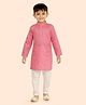 ETHNIKS NEURON Cotton Silk Woven Full Sleeves Ethnic Foil Printed Kurta Pyjama Set - Magenta