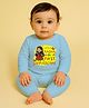 The Peppy Tend 100% Cotton Knit Janmasthami Theme Full Sleeves Little Radha On First Janmasthami Text Printed Romper - Blue