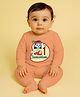 The Peppy Tend 100% Cotton Knit Janmasthami Theme Full Sleeves My 1st Janmasthami Text Printed Romper - Peach